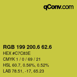 カラーコード: RGB 199 200.6 62.6 | qconv.com