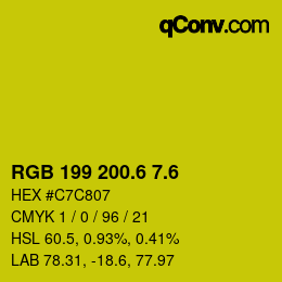 カラーコード: RGB 199 200.6 7.6 | qconv.com