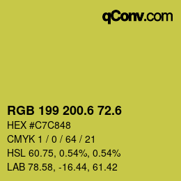 カラーコード: RGB 199 200.6 72.6 | qconv.com