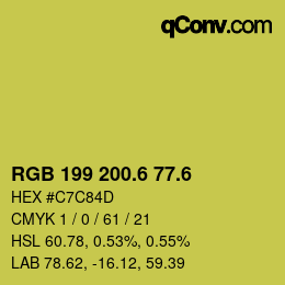 カラーコード: RGB 199 200.6 77.6 | qconv.com