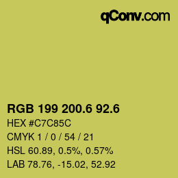 カラーコード: RGB 199 200.6 92.6 | qconv.com