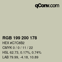 颜色代码: RGB 199 200 178 | qconv.com