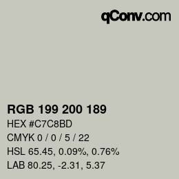 Código de color: RGB 199 200 189 | qconv.com