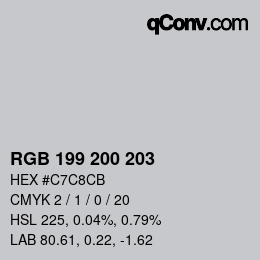 カラーコード: RGB 199 200 203 | qconv.com