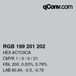 颜色代码: RGB 199 201 202 | qconv.com