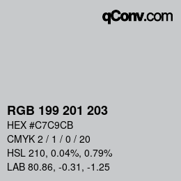 Color code: RGB 199 201 203 | qconv.com