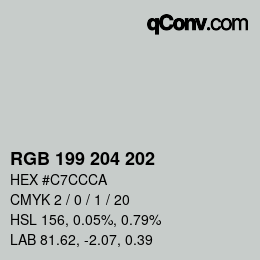 Color code: RGB 199 204 202 | qconv.com