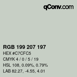 颜色代码: RGB 199 207 197 | qconv.com