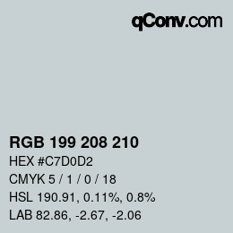 カラーコード: RGB 199 208 210 | qconv.com
