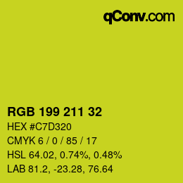 Color code: RGB 199 211 32 | qconv.com