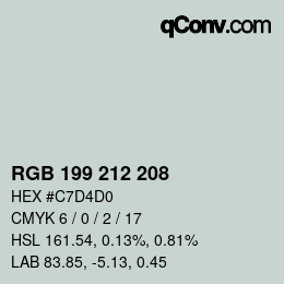 颜色代码: RGB 199 212 208 | qconv.com
