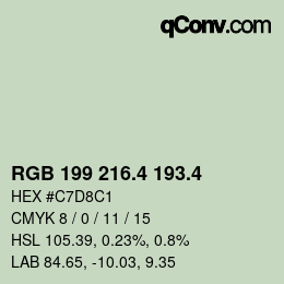 カラーコード: RGB 199 216.4 193.4 | qconv.com
