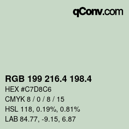 カラーコード: RGB 199 216.4 198.4 | qconv.com