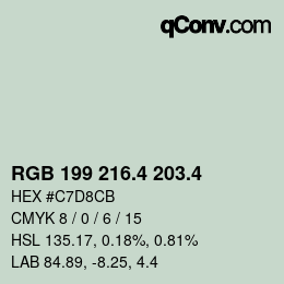 カラーコード: RGB 199 216.4 203.4 | qconv.com