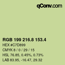カラーコード: RGB 199 216.8 153.4 | qconv.com