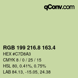 カラーコード: RGB 199 216.8 163.4 | qconv.com