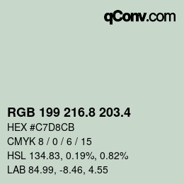 カラーコード: RGB 199 216.8 203.4 | qconv.com