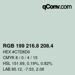 カラーコード: RGB 199 216.8 208.4 | qconv.com