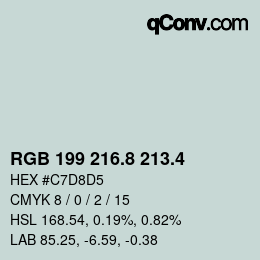 カラーコード: RGB 199 216.8 213.4 | qconv.com