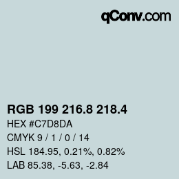 カラーコード: RGB 199 216.8 218.4 | qconv.com