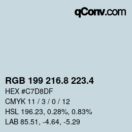 カラーコード: RGB 199 216.8 223.4 | qconv.com