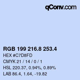 カラーコード: RGB 199 216.8 253.4 | qconv.com