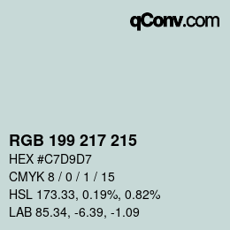 Farbcode: RGB 199 217 215 | qconv.com