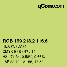 カラーコード: RGB 199 218.2 116.6 | qconv.com