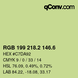 カラーコード: RGB 199 218.2 146.6 | qconv.com
