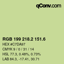 カラーコード: RGB 199 218.2 151.6 | qconv.com