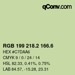 カラーコード: RGB 199 218.2 166.6 | qconv.com