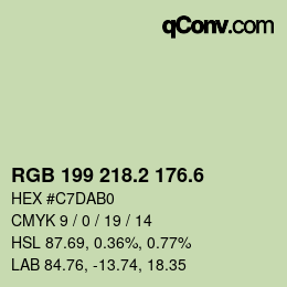 カラーコード: RGB 199 218.2 176.6 | qconv.com