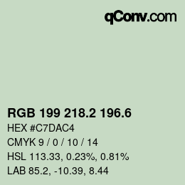 カラーコード: RGB 199 218.2 196.6 | qconv.com