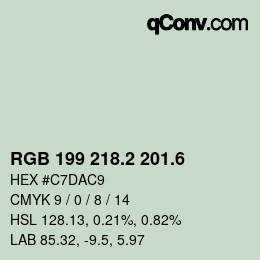 カラーコード: RGB 199 218.2 201.6 | qconv.com