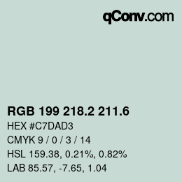 カラーコード: RGB 199 218.2 211.6 | qconv.com