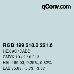 カラーコード: RGB 199 218.2 221.6 | qconv.com