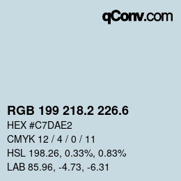 カラーコード: RGB 199 218.2 226.6 | qconv.com