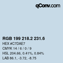 カラーコード: RGB 199 218.2 231.6 | qconv.com