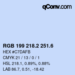 カラーコード: RGB 199 218.2 251.6 | qconv.com