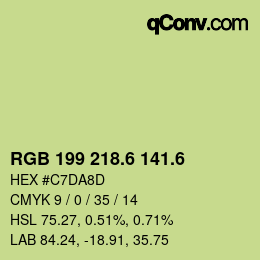 カラーコード: RGB 199 218.6 141.6 | qconv.com