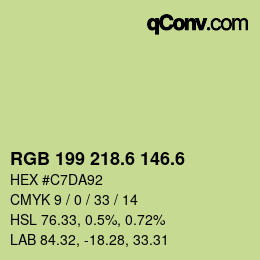 カラーコード: RGB 199 218.6 146.6 | qconv.com