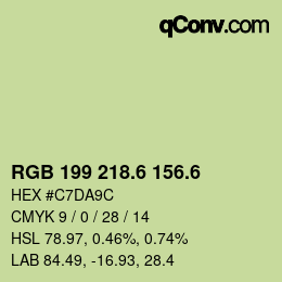 カラーコード: RGB 199 218.6 156.6 | qconv.com