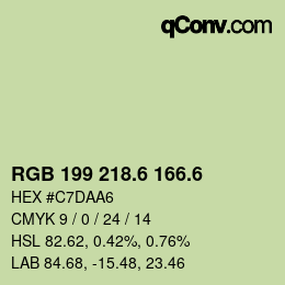 カラーコード: RGB 199 218.6 166.6 | qconv.com