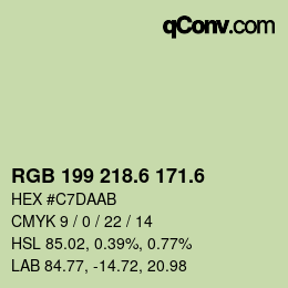 カラーコード: RGB 199 218.6 171.6 | qconv.com