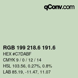 カラーコード: RGB 199 218.6 191.6 | qconv.com