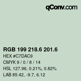 カラーコード: RGB 199 218.6 201.6 | qconv.com