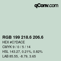 カラーコード: RGB 199 218.6 206.6 | qconv.com