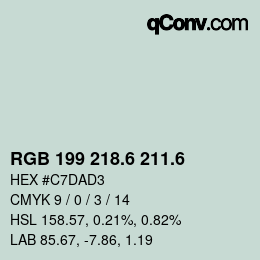 カラーコード: RGB 199 218.6 211.6 | qconv.com