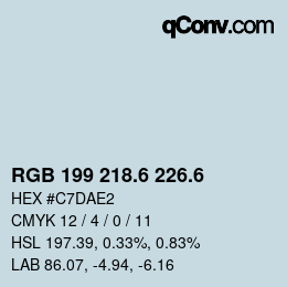 カラーコード: RGB 199 218.6 226.6 | qconv.com
