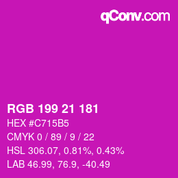 颜色代码: RGB 199 21 181 | qconv.com